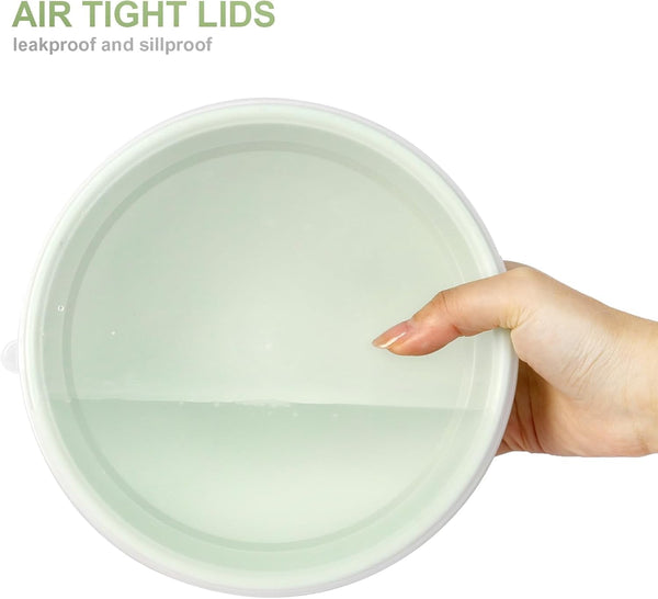 BPA Free Plastic round Mixing Bowl with Lids, 12 Pack Nesting Bowls with Lids Set, Microwave and Dishwasher Safe Prep & Serving Bowls Great for Mixing, Baking, Serving (Green, 12Pcs)12