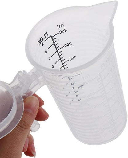 250 ML Plastic Measuring Cup with Lid,Large Capacity Measuring Container with Handle and Pour Spout Kitchen Cooking Pastry Baking Accessories3