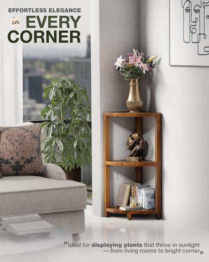 3-Tier Wooden Corner Shower Caddy Organizer with Anti-Slip Feet8