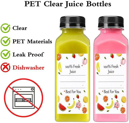 12Oz 10Pcs Plastic Juice Bottles with Caps, Reusable Leakproof for Juicing3