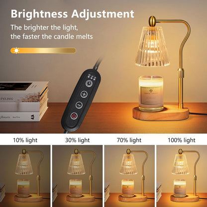 Candle Warmer Lamp - Candle Warmer Lamp with Timer and Dimmer Adjustable Height,Electric Wax Melt Warmer with 2 Bulbs for Scented Jar Candles Home Decor Mother'S Day Gifts, Amber3