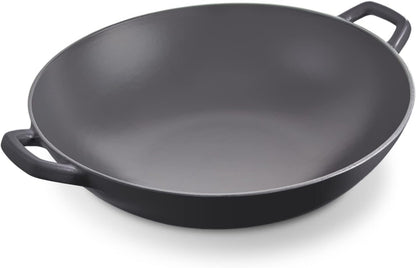 Zakarian by  14” Cast Iron Wok for Restaurant Quality Stir Fry, Seafood, Deep Frying, and Steaming - Black1