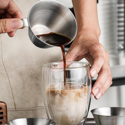 4 Pack Espresso Shot Cups with Handle Espresso Measuring Cup Dishwasher Safe Stainless Steel Pouring Cup for Tomato Sauce|Steak Sauce|Dessert|Beverage (Matte Glossy)4