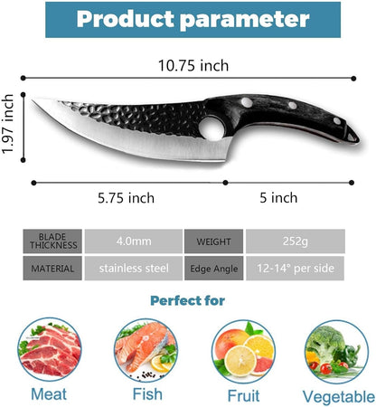Huusk Viking Knives, Butcher Knife Black Forged Boning Knife with Sheath Japanese Fillet Meat Cleaver Knives Full Tang for Kitchen, Camping, BBQ Thanksgiving Gifts2