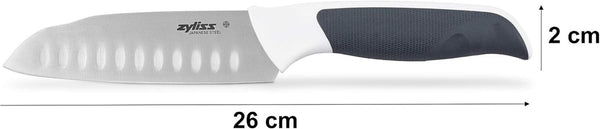 Comfort Mini Santoku Knife, 12Cm/4.5In, Japanese Stainless Steel, Non Slip Handle, Cover for Safety, Black/White, Professional Kitchen Knife, Dishwasher Safe2