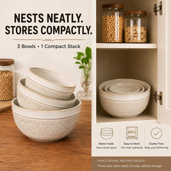 Ceramic Mixing Bowls Set of 3, Large Nesting Serving Bowls3