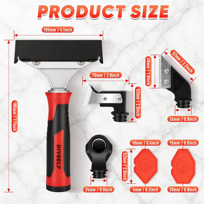 4-In-1 Caulking Remover Tool, Silicone Caulking Tools for Tile, Red6