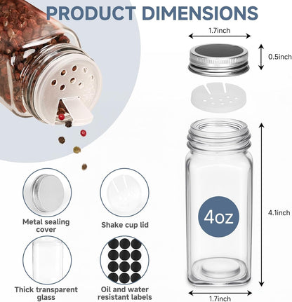 Spice Rack with Jars, 24 Spice Jars with Labels and Organizer3