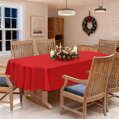 Red Oval Tablecloth 60 X 84 Inch, Washable Christmas Table Cloth3