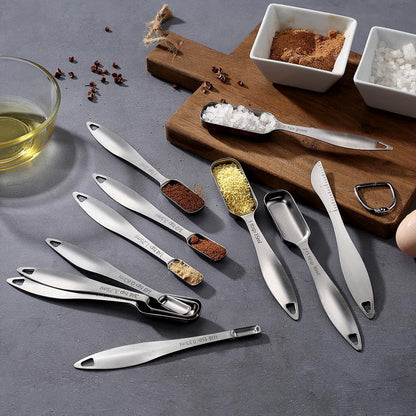 18/8 Stainless Steel Measuring Spoons Set of 16 Pieces, Includes 10 Narrow, 1 Leveler and 5 Mini Spoons2