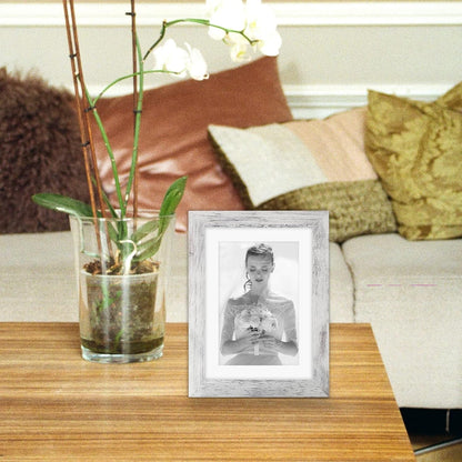 5X7 Picture Frames with 4X6 Mat Set of 4, Distressed White5