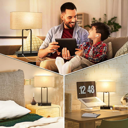 16’’ Table Lamp for Bedroom, Bedside Nightstand Lamp with LED Bulb7