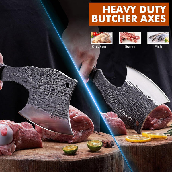Heavy-Duty Bone Chopper Knife Hand Forged Meat Cutting with Cover Meat Bone Cleaver Knife High Carbon for Kitchen Outdoor Camping BBQ Men Gifts2
