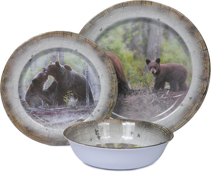 12Pcs Melamine Dinnerware Set for 4 - Bear Dinner Plates Bowls Set1