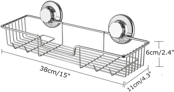 L-4 Strong Suction Cup Shower Caddy Bath Shelf Storage, Combo Organizer Basket for Shampoo, Soap, Conditioner, Razor Bathroom Accessories - Rustproof Stainless Steel, Chrome3