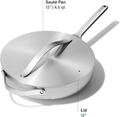 Caraway 4.5 Qt Stainless Steel Sauté Pan | 5-Ply Stainless Steel, Oven Safe and Stovetop Agnostic, Non-Toxic, PTFE and PFOA Free3