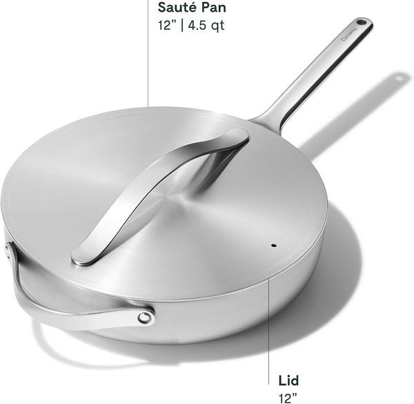 Caraway 4.5 Qt Stainless Steel Sauté Pan | 5-Ply Stainless Steel, Oven Safe and Stovetop Agnostic, Non-Toxic, PTFE and PFOA Free3