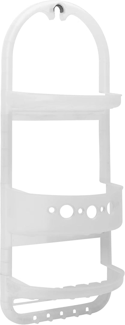 Large over the Shower Caddy with Shelves and Deep Basket, Heavy Duty Plastic, Frosty Finish2