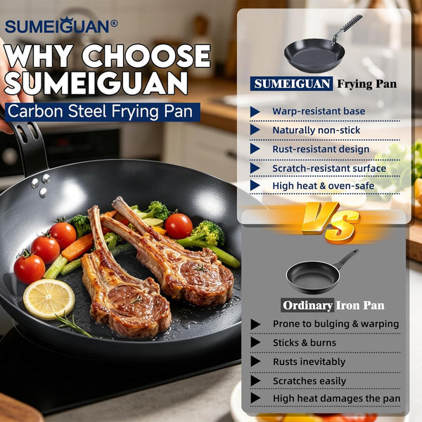 10" Carbon Steel Frying Pan, Pre-Seasoned Nonstick & Chemical-Free | Detachable Silicone Handle Cover, Oven & Dishwasher Safe, Induction Compatible, Chemical-Free Cooking Surface4