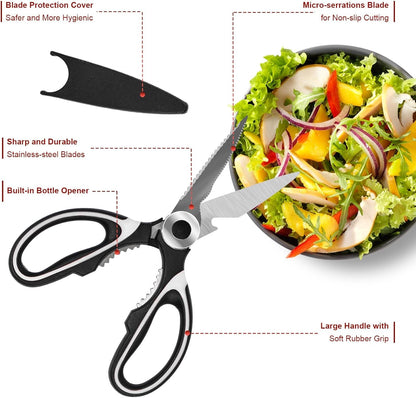 2-Pack Kitchen Scissors Heavy Duty, Premium Sharp Kitchen Shears for Food, Fish, Meat, Bones, Poultry and Vegetables with Strong Stainless Steel Blades Multi Purpose Cooking Scissors4