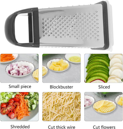 Multifunctional 4-Sided Stainless Steel Vegetable Grater Slicer Cutter Kitchen Tool for Grating Shredding and Slicing – Sturdy Handheld Kitchen Supplies for Food Preparation7