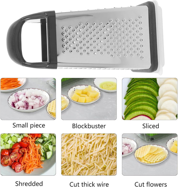Multifunctional 4-Sided Stainless Steel Vegetable Grater Slicer Cutter Kitchen Tool for Grating Shredding and Slicing – Sturdy Handheld Kitchen Supplies for Food Preparation7