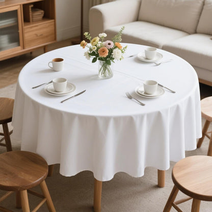 70 Inch round White Tablecloth Stain and Wrinkle Resistant Washable Polyester Table Cloth for Restaurant Hotel Wedding1