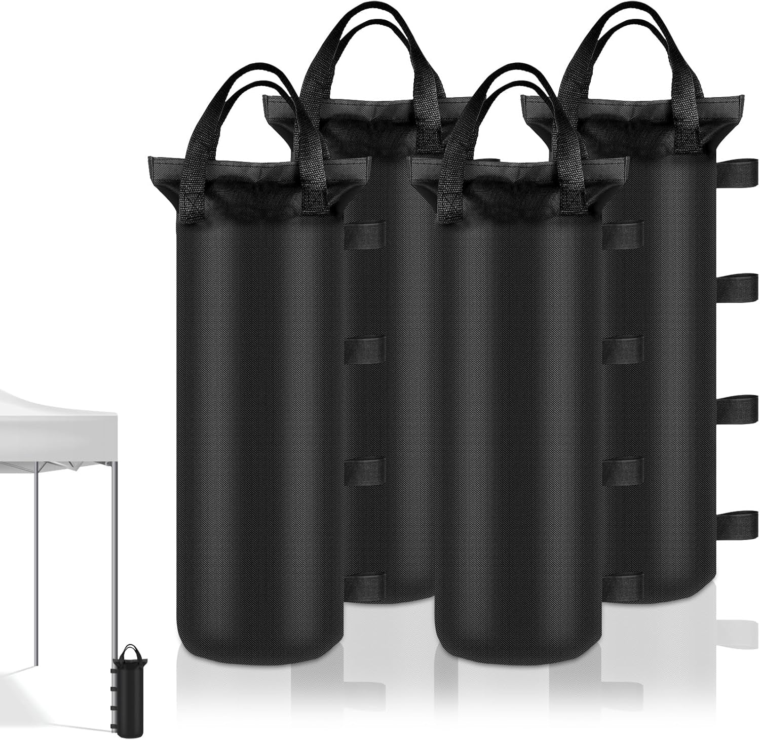 4-pack-sand-bags-6x20-inch-heavy-duty-for-canopy-tent-weights-holds-26-lbs-each-800d-oxford-cloth-with-waterproof-coating-and-hook-and-loop-straps