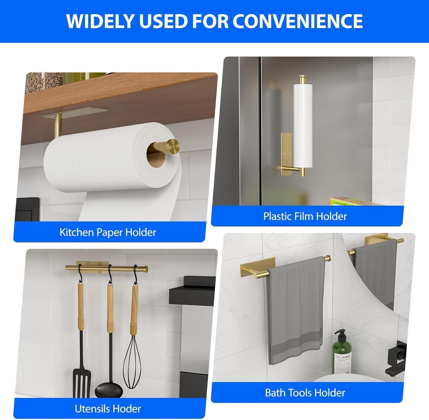 paper-towel-holder-under-cabinet-self-adhesive-no-drilling-stainless-steel-wall-mounted-for-kitchen-and-bathroom-easy-install-durable-space-saving-ideal-for-home-rv-gold-1-pack