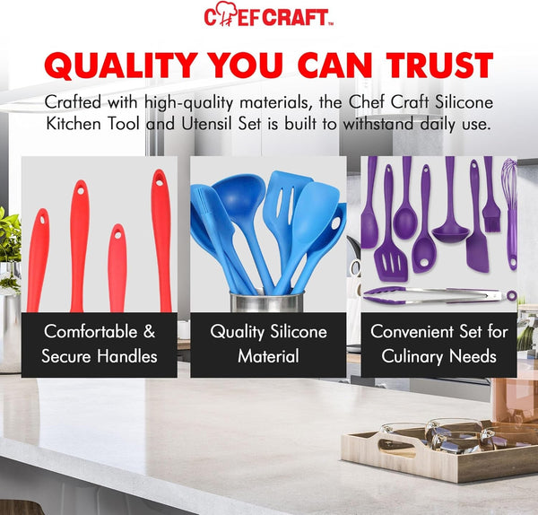 Premium Silicone Kitchen Tool and Utensil Set, 9 Piece, Purple5