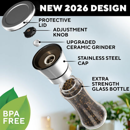Manual Salt and Pepper Grinder Set of 2, Refillable Stainless Steel Mills6