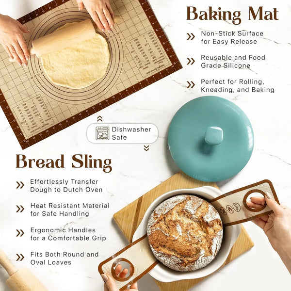 Sourdough Starter Kit with 10" round & 11" Oval Banneton Proofing Basket and 34Oz Starter Jar - Beginner-Friendly Sourdough Bread Baking Supplies and Baking Gifts for Women, Men, and Bread Bakers8