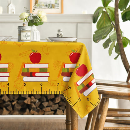 Back to School Tablecloth, Books Apple, 60×84 Inch Rectangular3