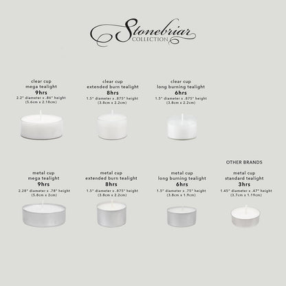 100 Pack Unscented 8 Hour Extended Burn Time Tea Light Candles, White, 100 Count8