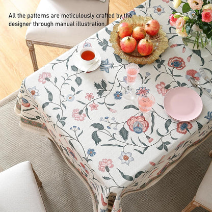 Designer French Linen Tablecloth Rectangular,71"X55"-Daffy8