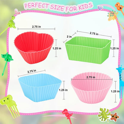 100PCS Silicone Lunch Box Dividers for Kids, Fun Bento Box Accessories Set7