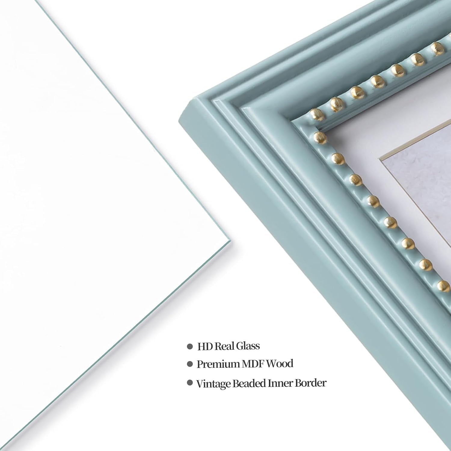 8x10-blue-picture-frame-engineered-wood-with-real-glass-gold-beaded-border-matted-to-5x7-vertical-and-horizontal-for-tabletop-or-wall-hanging