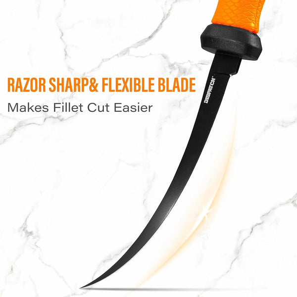 Salmon Fillet Knife 8.9 Inch - Razor Sharp Flexible Blade for Fish & Meat, PP Golf Grip Handle with Protective Sheath3