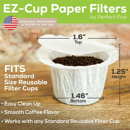 Ez-Cup Paper Filters with Lid for Reusable Coffee Pods, 200 Ct | 4 Packs of 50 Disposable Filters, for Reusable K-Cup Capsules, Patented Lid Design, Made from 100% Biodegradable Paper6