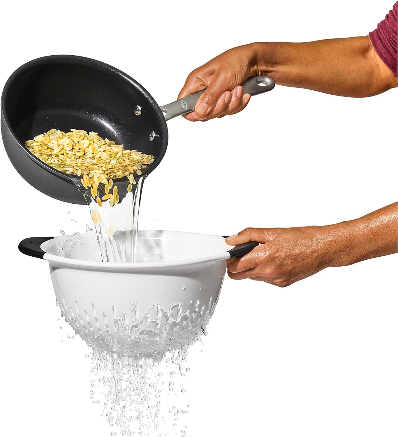 oxo-good-grips-plastic-strainer-3-qt-capacity-white-for-pasta-and-vegetables-colander-non-slip-feet-soft-handles-dishwasher-safe-stable-draining