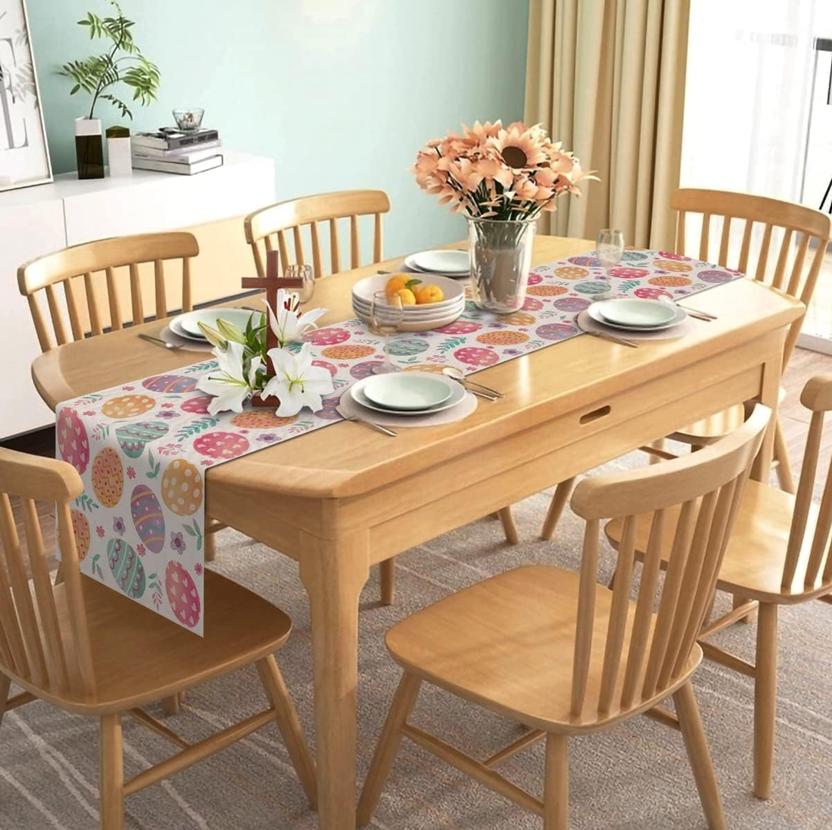 linen-happy-easter-table-runner-108-inches-long-spring-easter-egg-decoration-farmhouse-home-dining-room-kitchen-table-decor