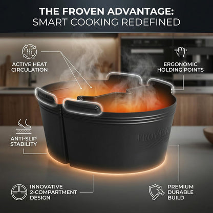 for Crock Pot Divider 6 QT Silicone Slow Cooker Liner, 2-Compartment | Reusable Insert W/ Handles, Dual-Dip for Better Heat Circulation, Easy Clean, for 6 Quart Oval Cookers, Verify Dimensions Ist4