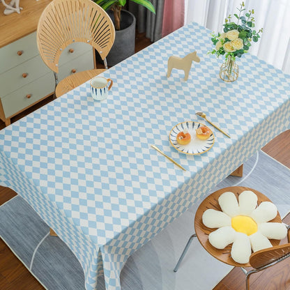 Rectangle Table Cloth,100% Waterproof Tablecloth Oil Proof Spill Proof Vinyl Table Cloth, Wipe Clean Plastic Table Cover for Dining, Camping, Indoor and Outdoor 52" X 70",Blue Checkered7