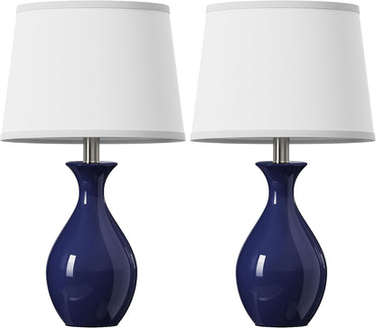 Table Lamp Set of 2, Modern Ceramic Bedside Lamps for Night Stands, Classic Small Lamp Nightstand Lamp for Bedroom Living Room Desk End Table Rocker Navy Blue8