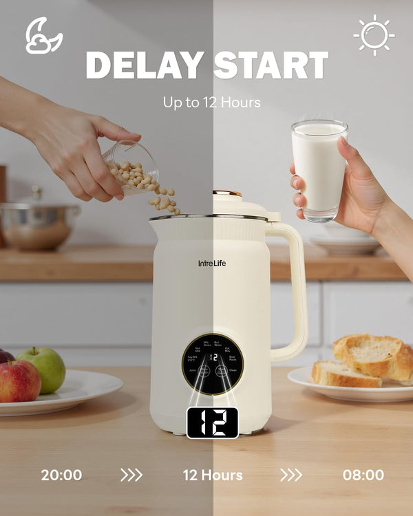 34 Oz Nut Milk Maker Machine, 8 in 1 Soy Milk Maker with Nut Milk Bag, Plant Based Milk Maker for Almond, Oat, with Delay Start/Keep Warm/Self Cleaning, Cream5