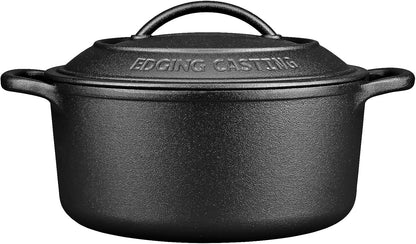 Pre-Seasoned Cast Iron Dutch Oven Pot with Lid Dual Handle, Sourdough Bread Baking Pots, Bread Oven, Camping, Grill, Induction, Electric, round 5 Quart, Black7