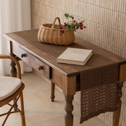 Fall Thanksgiving Boho Macrame Brown Table Runner 13X48 Inch3