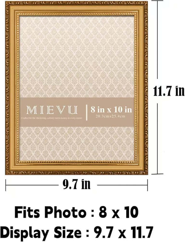 8×10 Picture Frame Gold - Picture Frames for Wall Hanging and Tabletop Display, Ornate Photo Frame for Poster,Vintage Frames,With Acrylic3