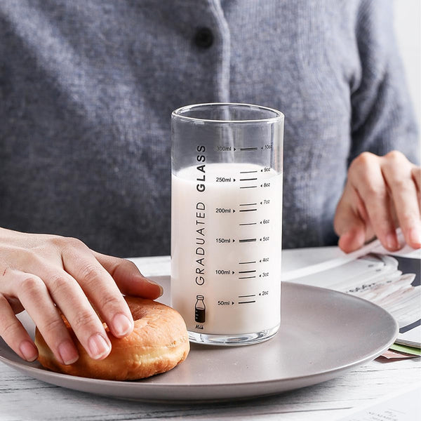 Cup with Measurements for Drinking,10 OZ Drinking Glass with Measurements for Milk,Juice,Milkshake, Vegetable, Coffee, Ice Cream,For Elderly, Beginners, Weight Loss6