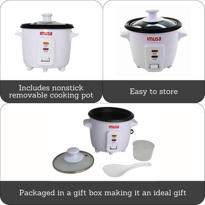 1.5 Cup Electric Ceramic Rice Cooker for Stews, White | Warm Function with Spoon and Cup, Ideal for Rice and Grains, Perfect for Small Meals2